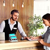 Vista 4 de HIIMIEI Exhibición de tarjetas de visita acrílicas, múltiples tarjeteros para oficina, hogar, restaurante, 4 ranuras y 4 niveles