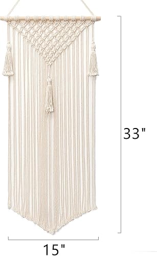 Miniatura 5 de Mkono Soporte de lazo de macramé para el cabello, colgador de pinzas para el cabello, diadema, organizador de almacenamiento con flecos, decoración