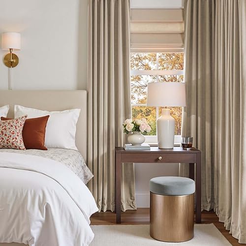 Miniatura 6 de Lazzzy Cortinas de terciopelo beige con aislamiento térmico de 108 pulgadas, cortinas extralargas para dormitorio, sala de estar, oscurecimiento de