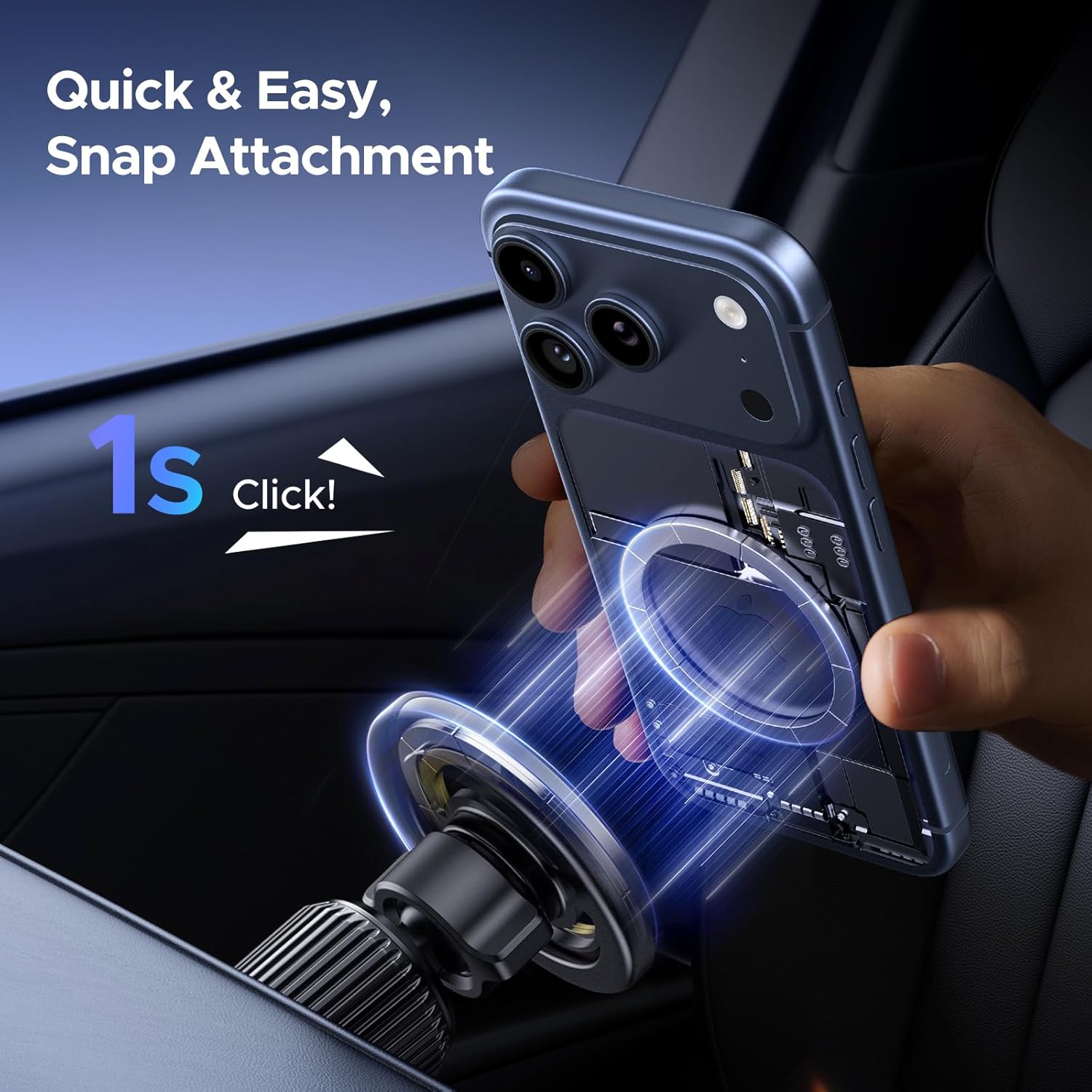UGREEN Car Phone Mount for Magsafe Air Vent Car Mount Magnetic Phone Holder Compatible with iPhone 17 16 15 14 13 12 Pro Max, Strongest Magnet Black