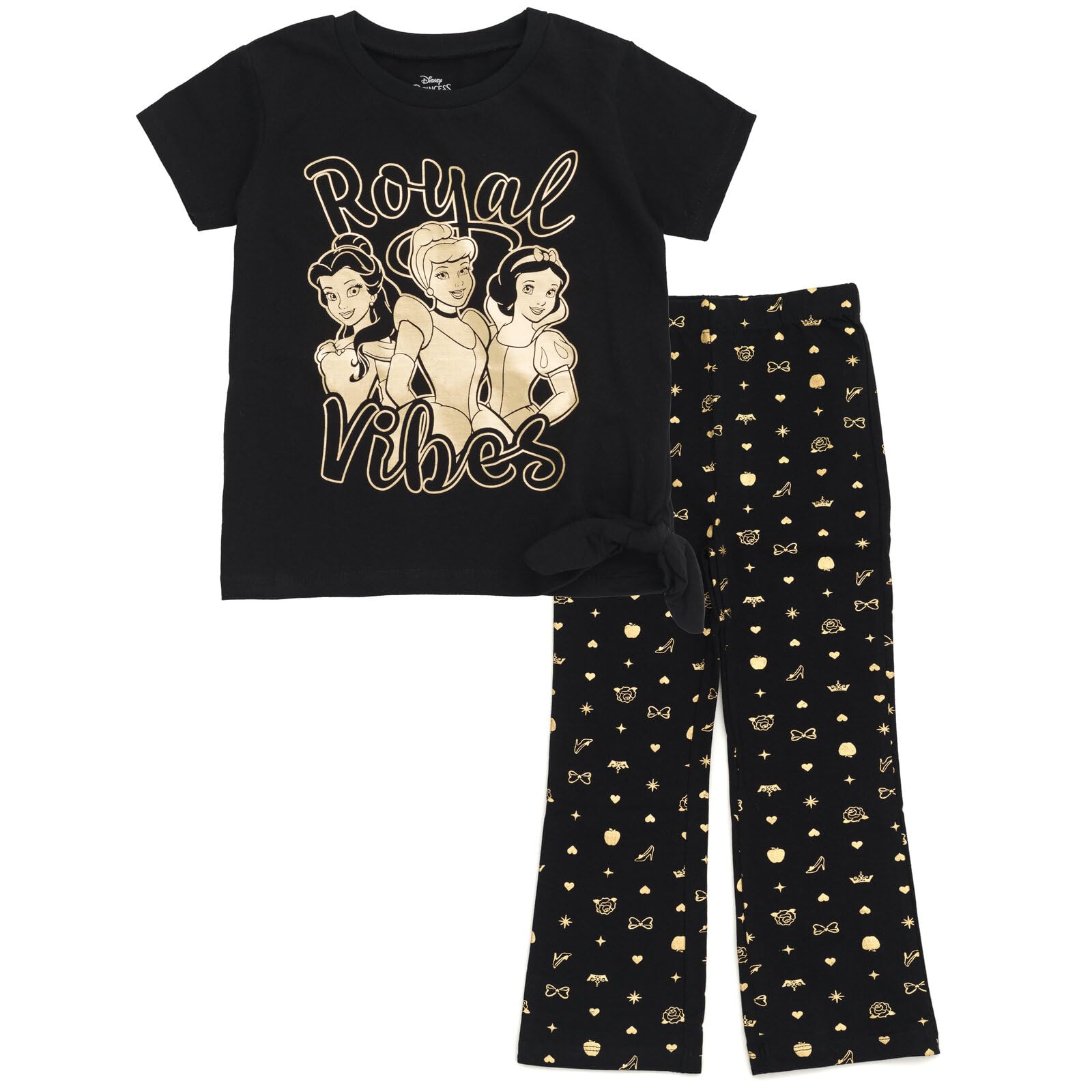 Disney Minnie Mouse Princess Girls Metallic Print T-Shirt and Flare Pants Toddler to Big Kid