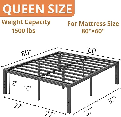 Miniatura 32 de ZIYOO Base de cama individual con listones de acero resistente, marco de cama de plataforma de 14 pulgadas, diseño antideslizante, no necesita