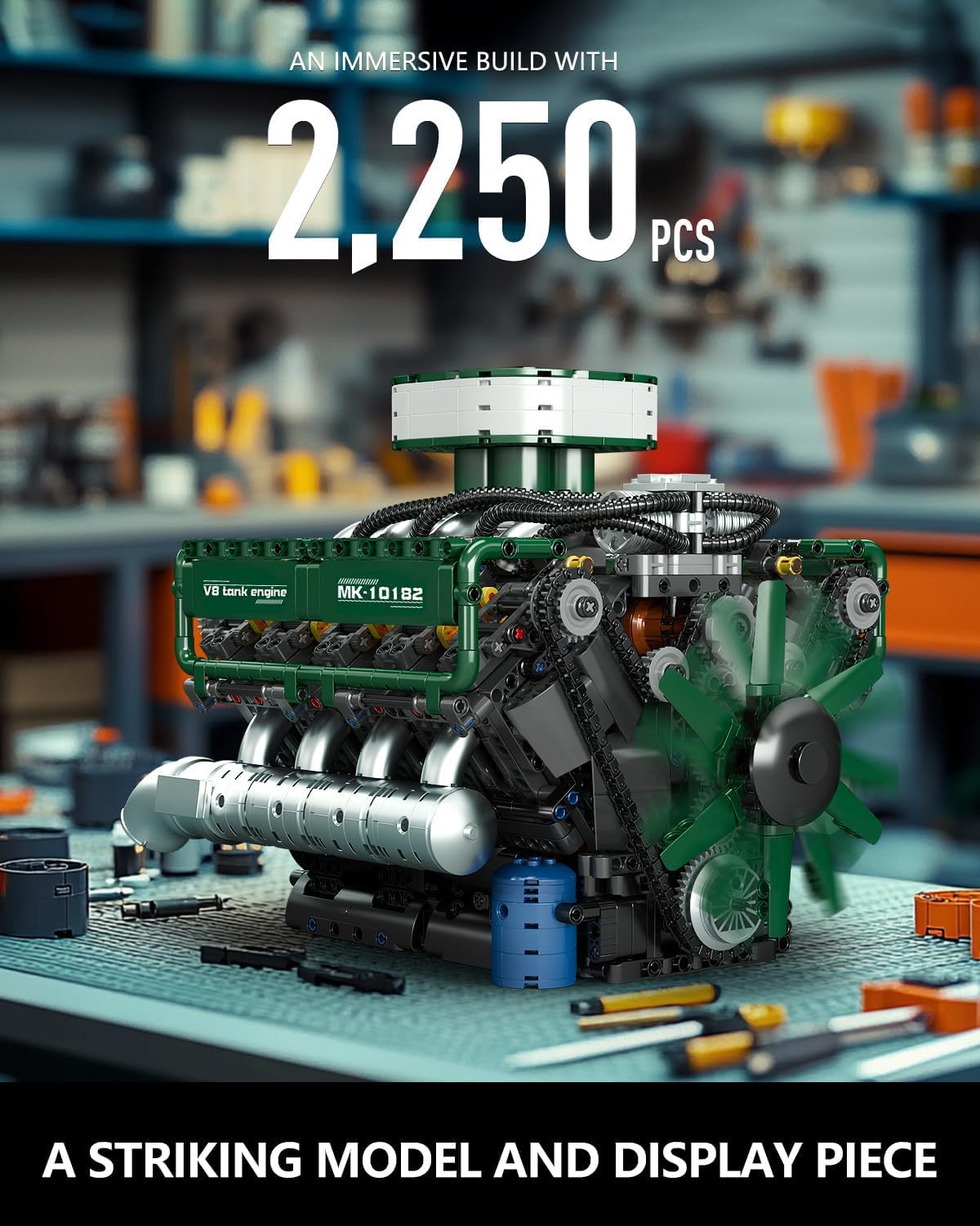 Amazon.co.jp: Mould King 10182 MOC Technik V 8ツインターボエンジン