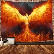 Simsant Phoenix Bird Tapestry, Retro Fire Phoenix Wall Art Mural 80x60 Inch | Soft Fabric Tapestry Printed With Flying Retro Fire Phoenix Pattern, Decor Backdrop Fit Bedrom,Dorm,Studio,Game Room Indoor