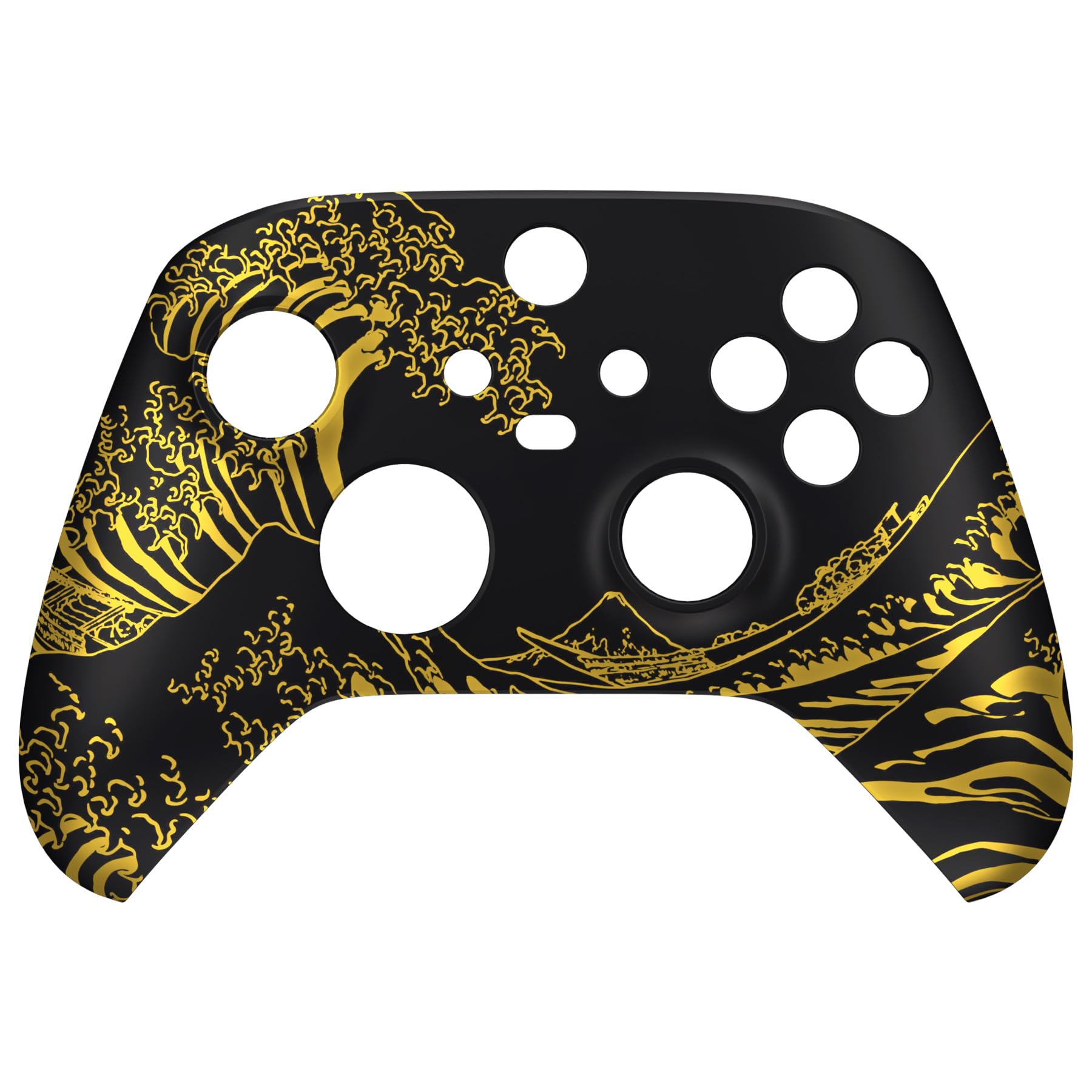 eXtremeRate Cover Frontale per Xbox Series X S Controller Model 1914,Scocca Custodia Copertura Ricambio per Xbox Series X S Joystick,Senza Controller-Grande Onda d'oro Nera