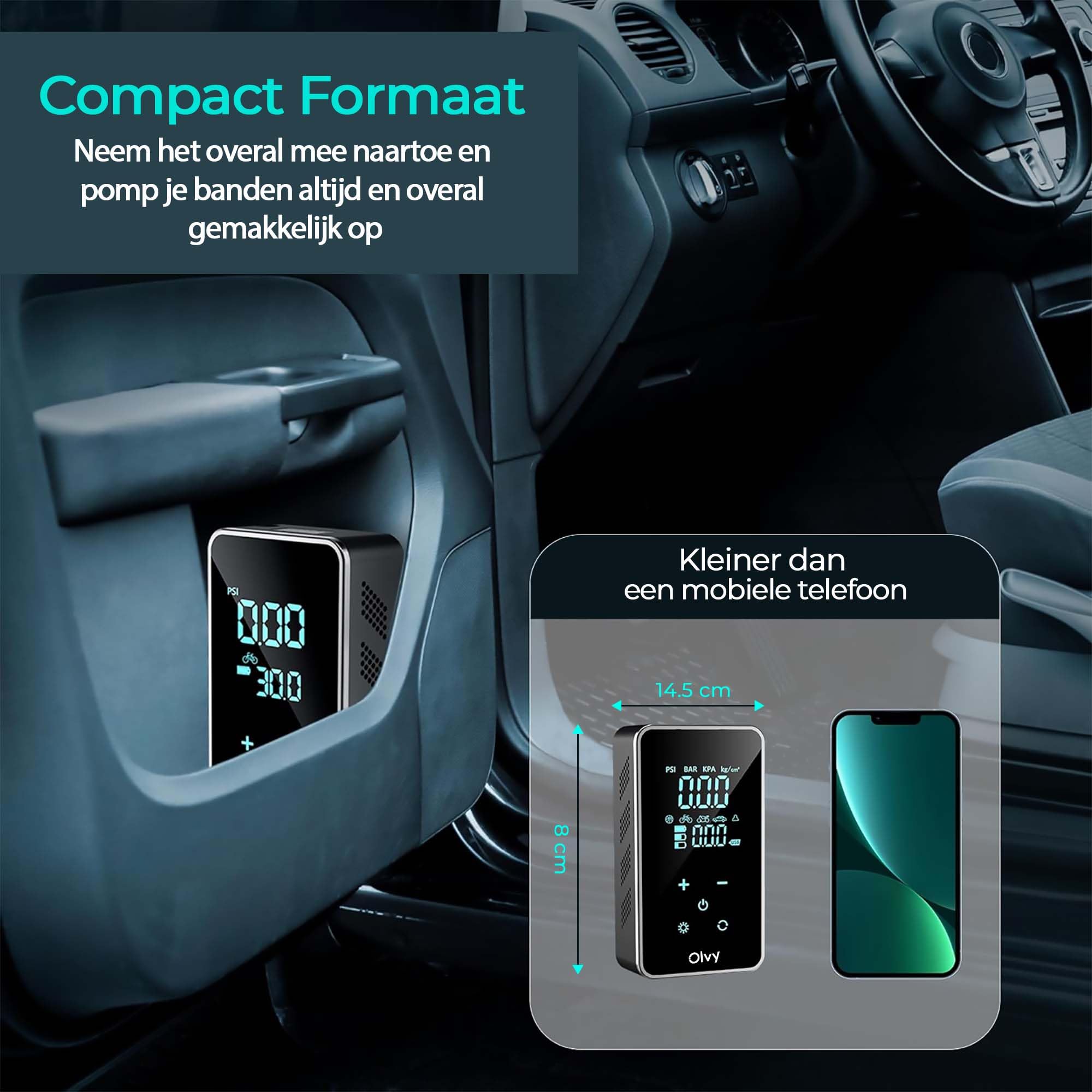 Olvy Compresor de Aire Portátil Inflador de Neumáticos Eléctrico