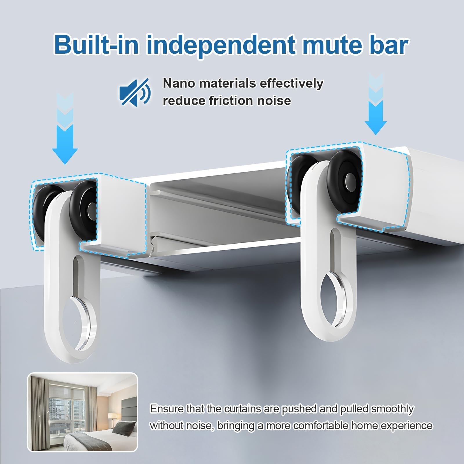 Riel de techo silencioso para cortinas personalizables, ideal para sala de estar, dormitorio, baño y tabiques de 3,4 m
