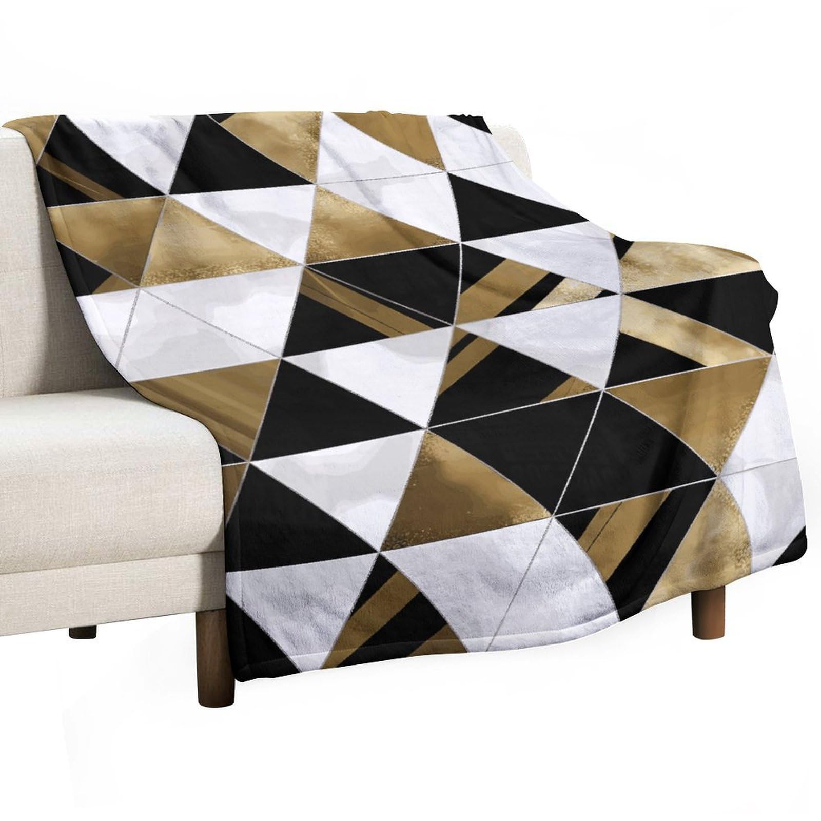 Couverture motif triangles modernes douce et chaude de 177x127 cm pour salon et lit