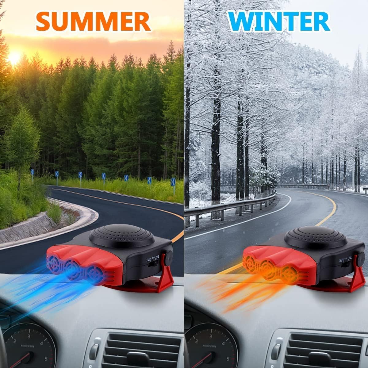 Calentador de coche, kit de desempañador portátil de invierno de 12 V para parabrisas de coche que se conecta al encendedor de cigarrillos