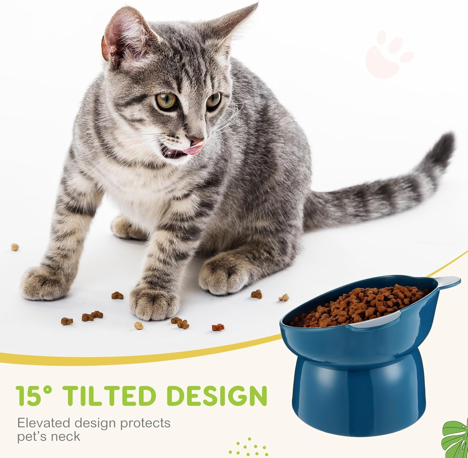 Suclain 12 Pcs Plastic Tilted Raised Cat Bowls Elevated Bulk Anti Vomiting Friendly Raised Cat Dish Cartoon Slanted Stand Bowls for Cats and Small Dogs, 4 Colors