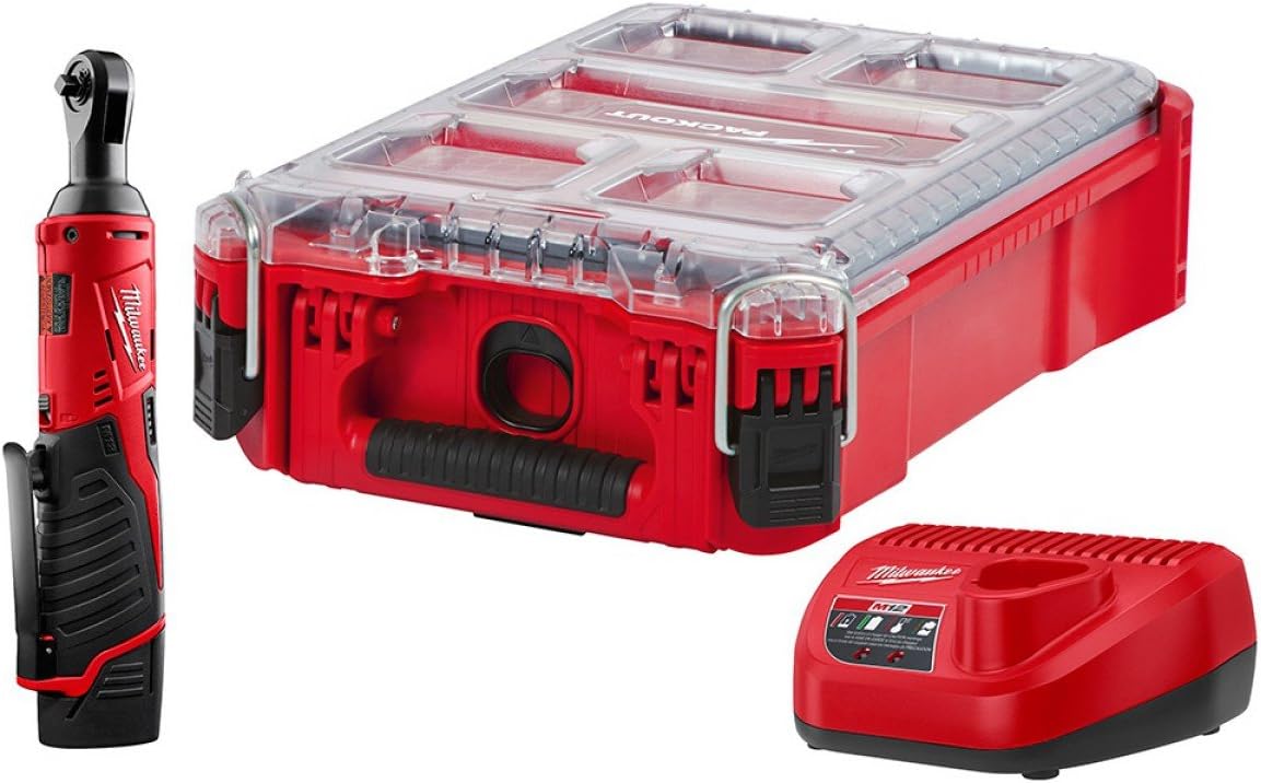 Milwaukee 2456-21 M12 Cordless 1/4" Lithium-Ion Ratchet Kit (With Packout)