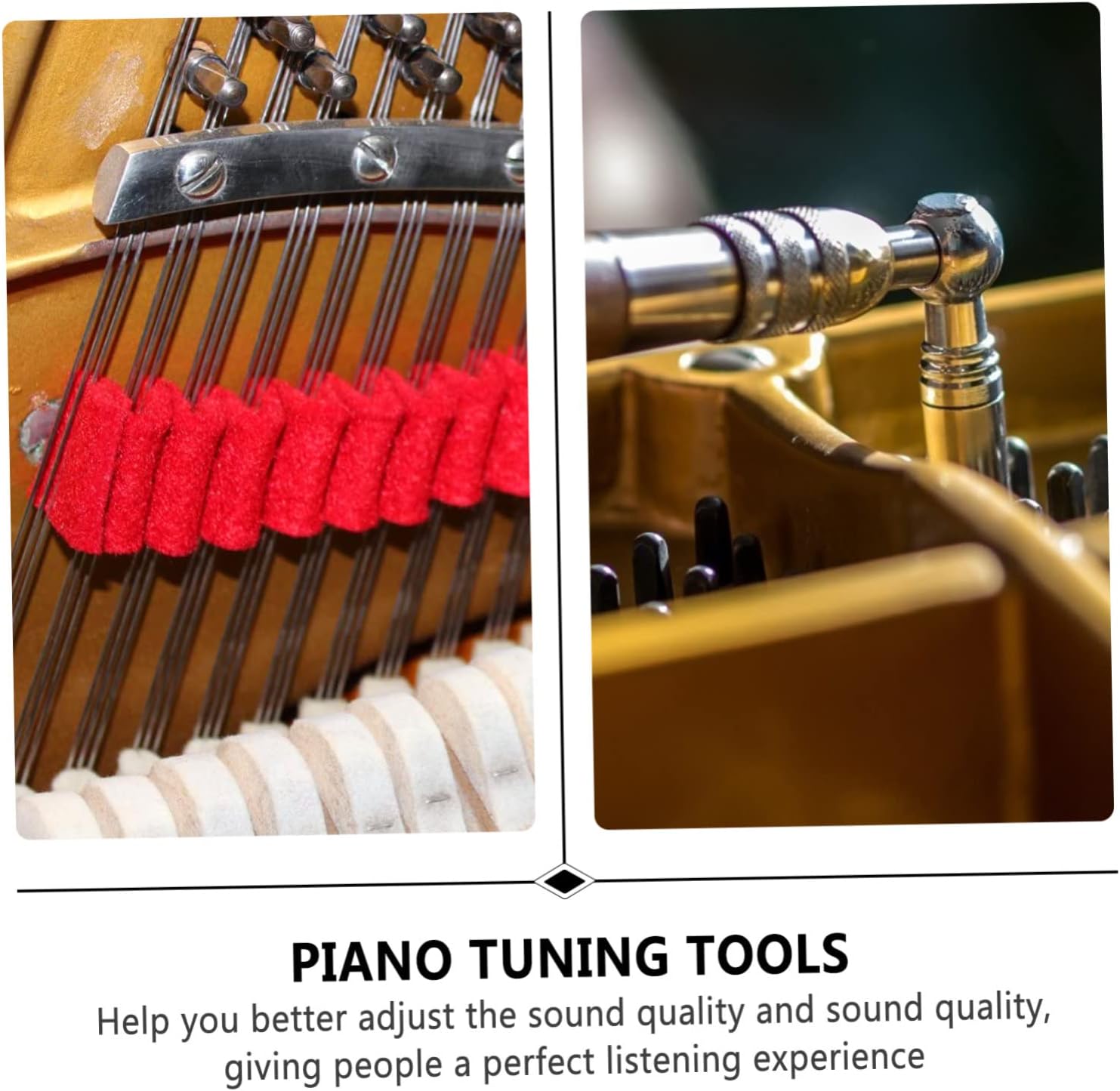 BESPORTBLE Piano Tuning Kit 16pc Tuning Tools Lever Hammer Fork Strip High Accuracy Storage Bag