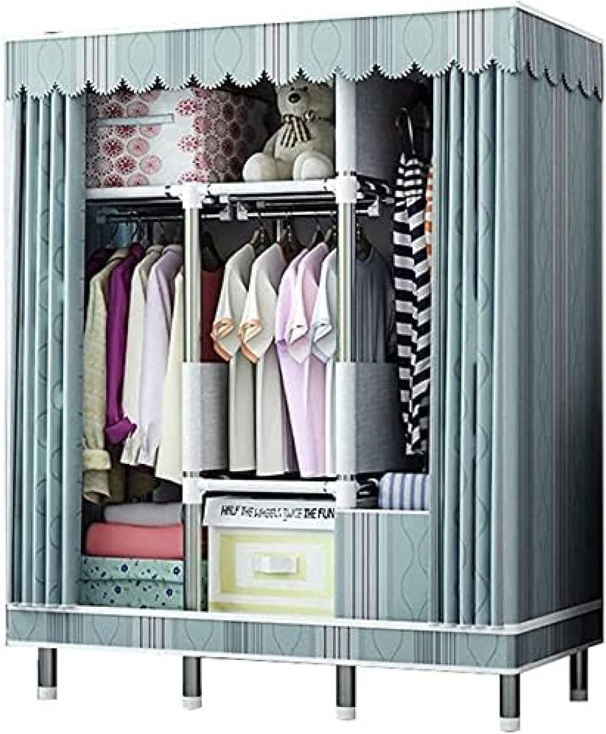 Schlafzimmer Schrank Reißverschluss Vollständig Geschlossener Schrank Haushalt Schlafzimmer Einfacher Stoffschrank Vermietung Raum Montierter Aufbewahrungsschrank, 172 * 125 * 45Cm