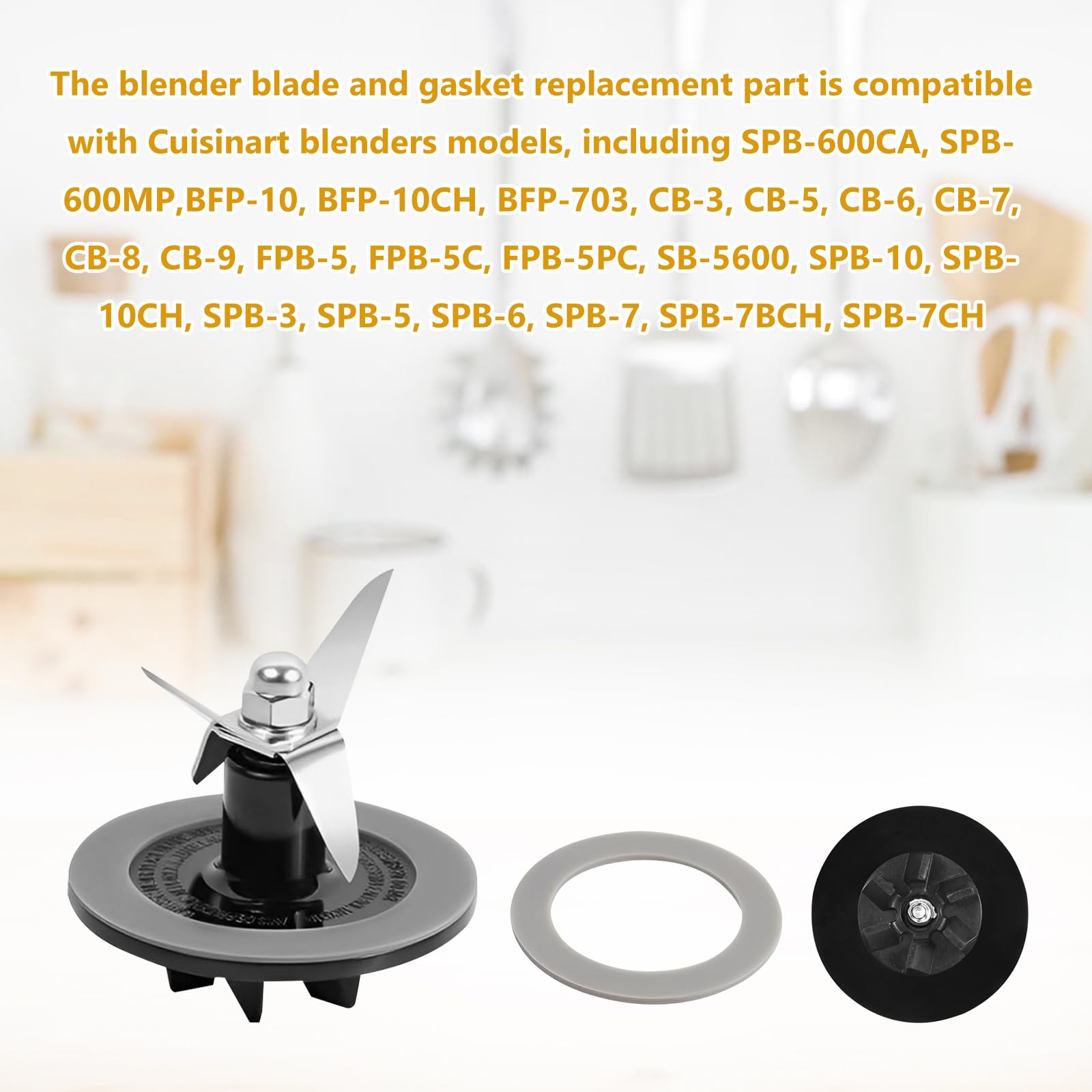 Piezas de repuesto para ensamblaje de cuchilla de licuadora con 2 piezas de juntas de licuadora, piezas de repuesto para Cuisinart CBT-500, SB5600, CB600 5
