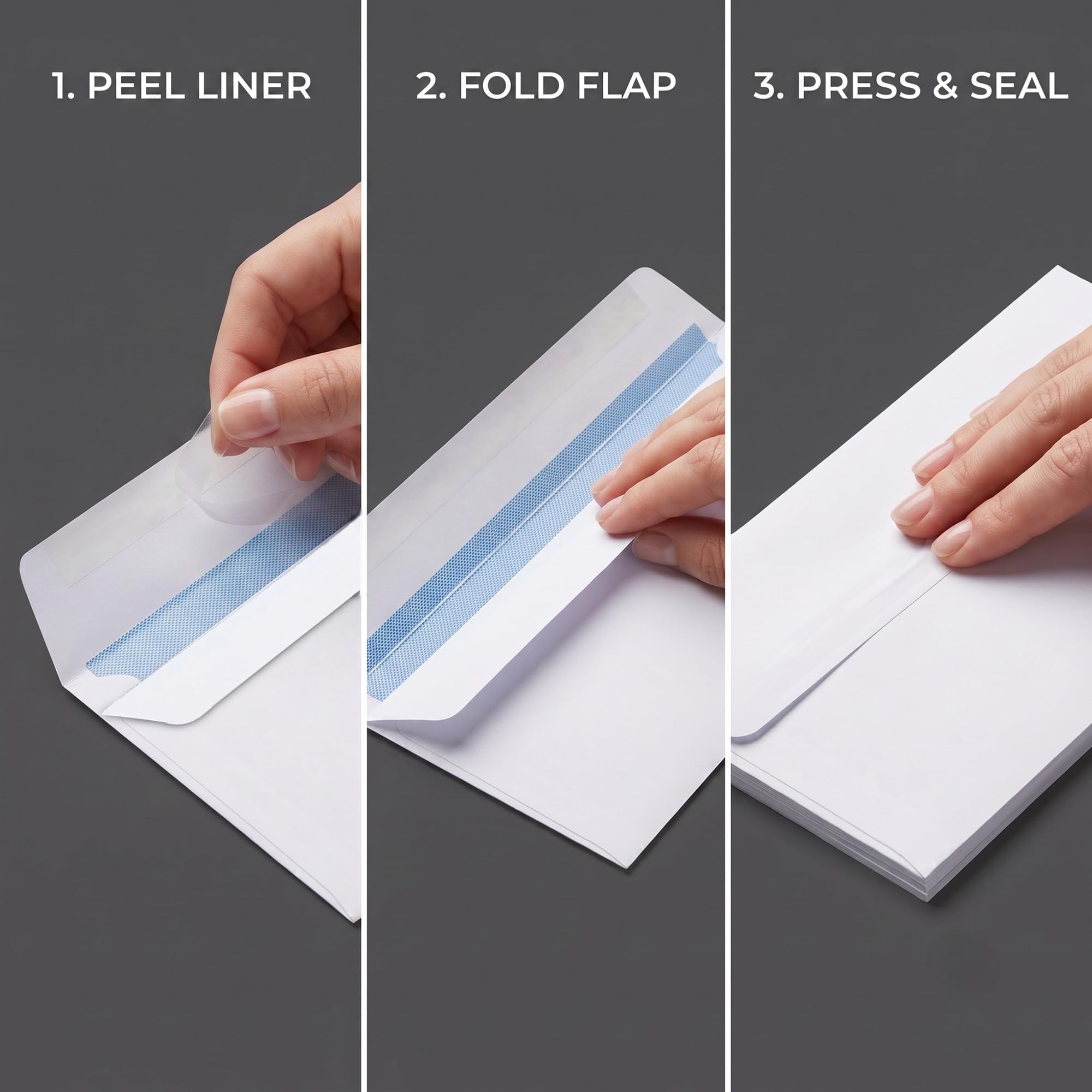 DL - Paquete de 500 sobres blancos autoadhesivos de 80 g/m², 110 x 220 mm, papel virgen sin revestimiento, sobres reciclables para cartas, facturas y correo de oficina