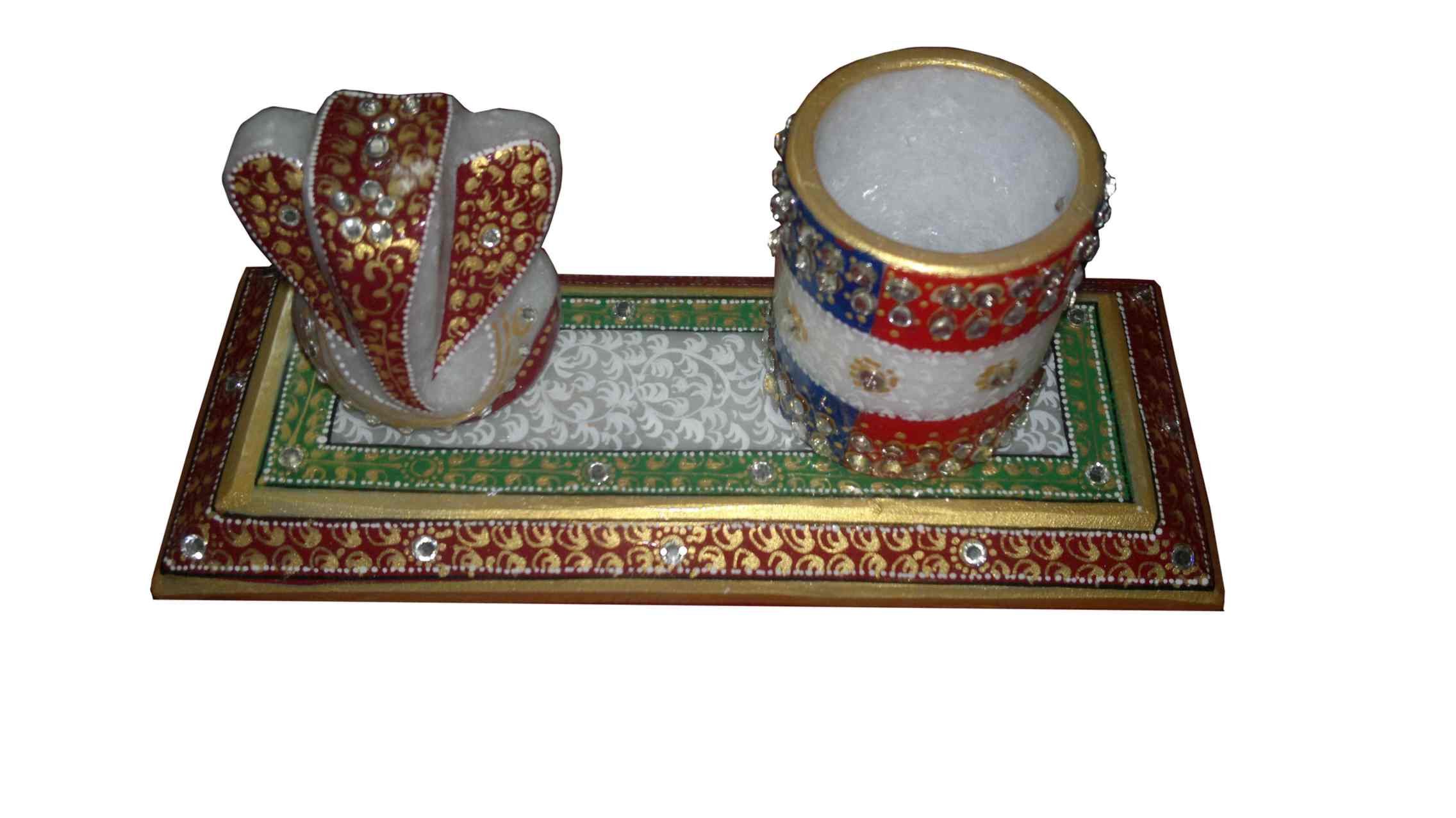 Advance hotline Marble Handmade Ganesh with Pen Stand