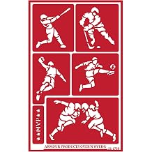 Over'N'Over Reusable Glass Etching Stencils   Durable Self-Stick Designs for Glass, Mirrors, and Ceramics with Armour Etch Cream   5  x 8  Stencil Sheet - Team Sports