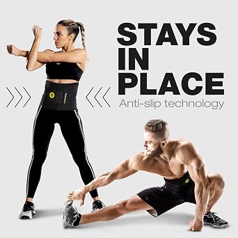 ActiveGear Waist Trimmer Belt Bundle for Men & Women Sweat Band Waist Trainer Belt for a Toned Look - Reinforced Trim and Double Velcro (Yellow & Pink Hem, Large: 9 x 46)