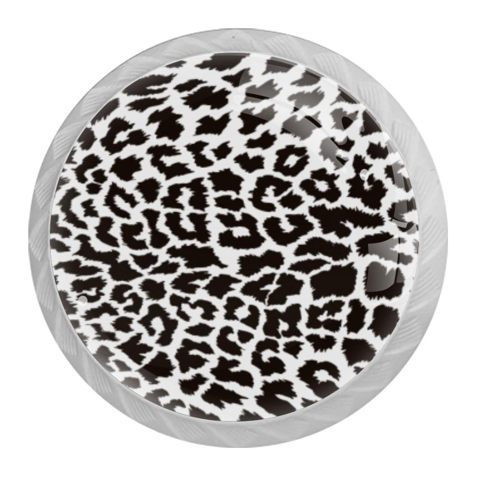 Tqmspg 4 Pieces Drawer Pulls Leopard Skin Door Knobs Dresser Handles for Kitchen Wardrobe Cupboard Hardware Furniture
