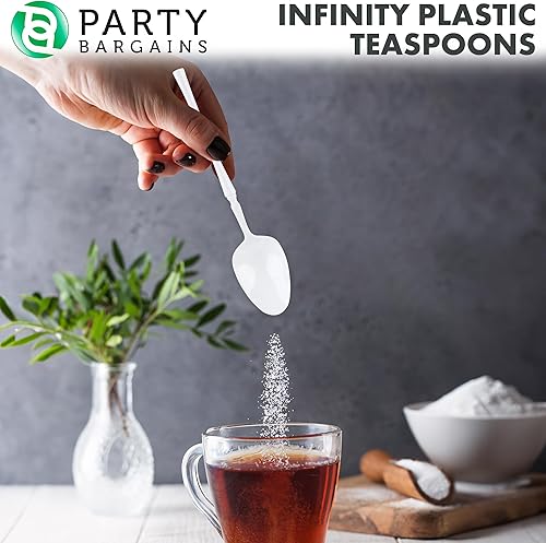 Miniatura 237 de Party Bargains Disposable Plastic Black Gold Cutlery Set, Infinity Modern Design Utensils, 40 Pack: 16 Forks, 8 Knives, 16 Spoons