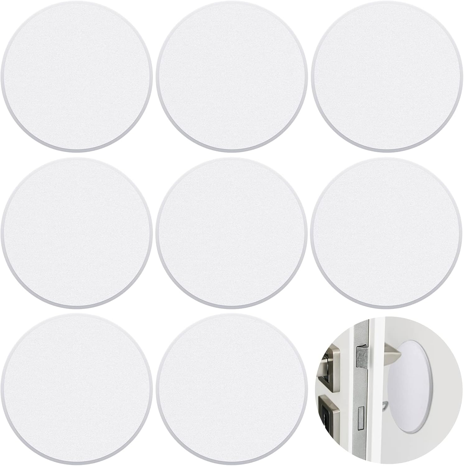 Nosiny 16 Pack Door Knob Protector Plastic 5 Inch White Self Adhesive Door Knob Protector Avoids Handle Damage (White)