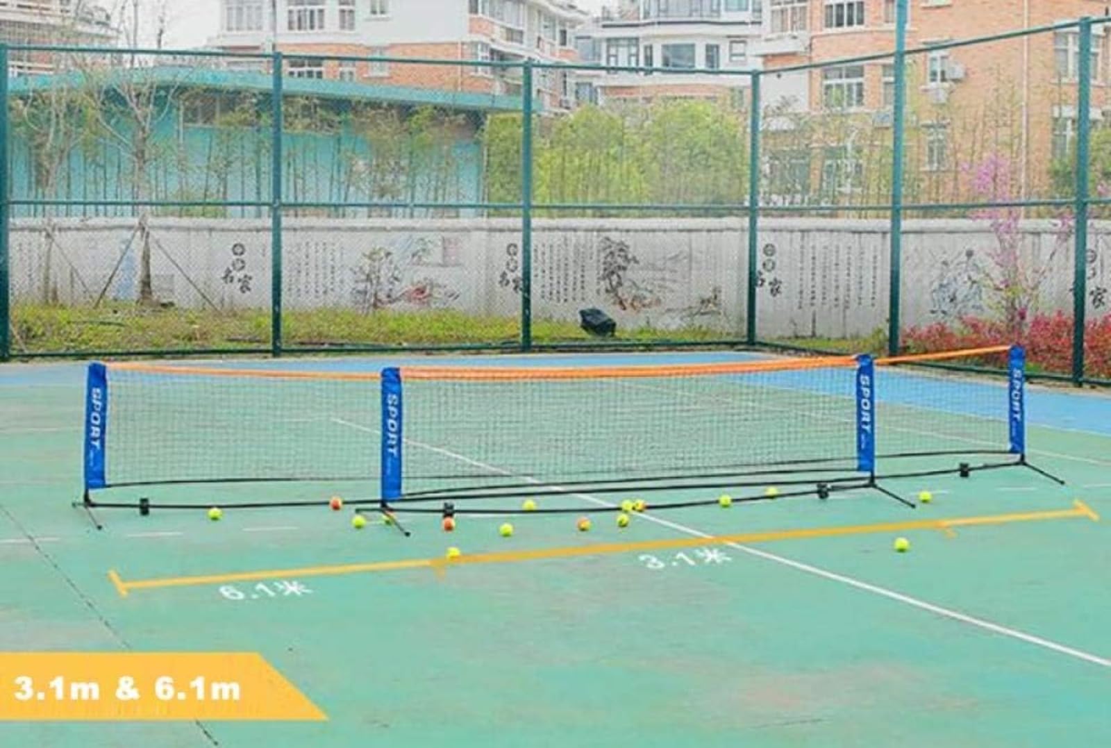 Red de tenis portátil para entrenamiento y competición, con bolsa de transporte, altura ajustable para tenis, bádminton y práctica multideportiva