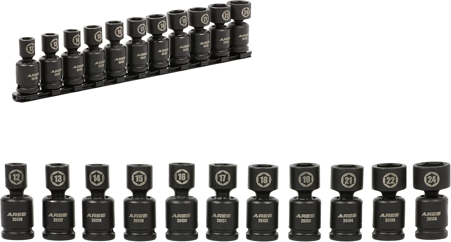 ARES 2512511Piece Metric Pinless Universal Swivel Impact Socket Set