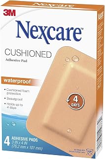 Nexcare Absolute Waterproof Adhesive Gauze Pad, One Size, 4 Count