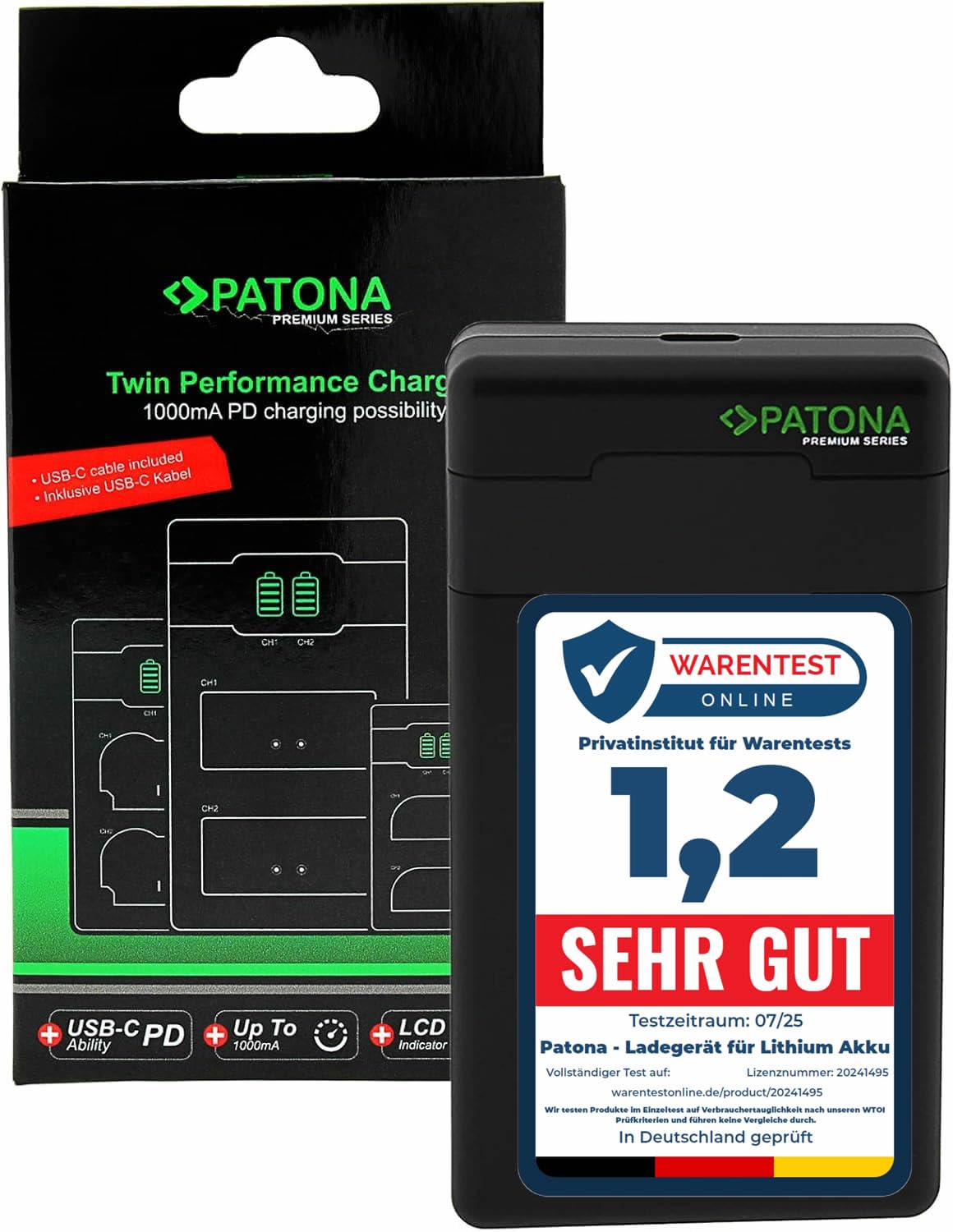 PATONA LP-E17 Premium Caricabatterie PD-Performance (1000mAh), Caricatore Dual LCD USB-C PD/QC capace, ricarica rapida con alimentatore 20W compatibile con Canon EOS RP R8 R10 R50 M3 M5 M6 Rebel SL3