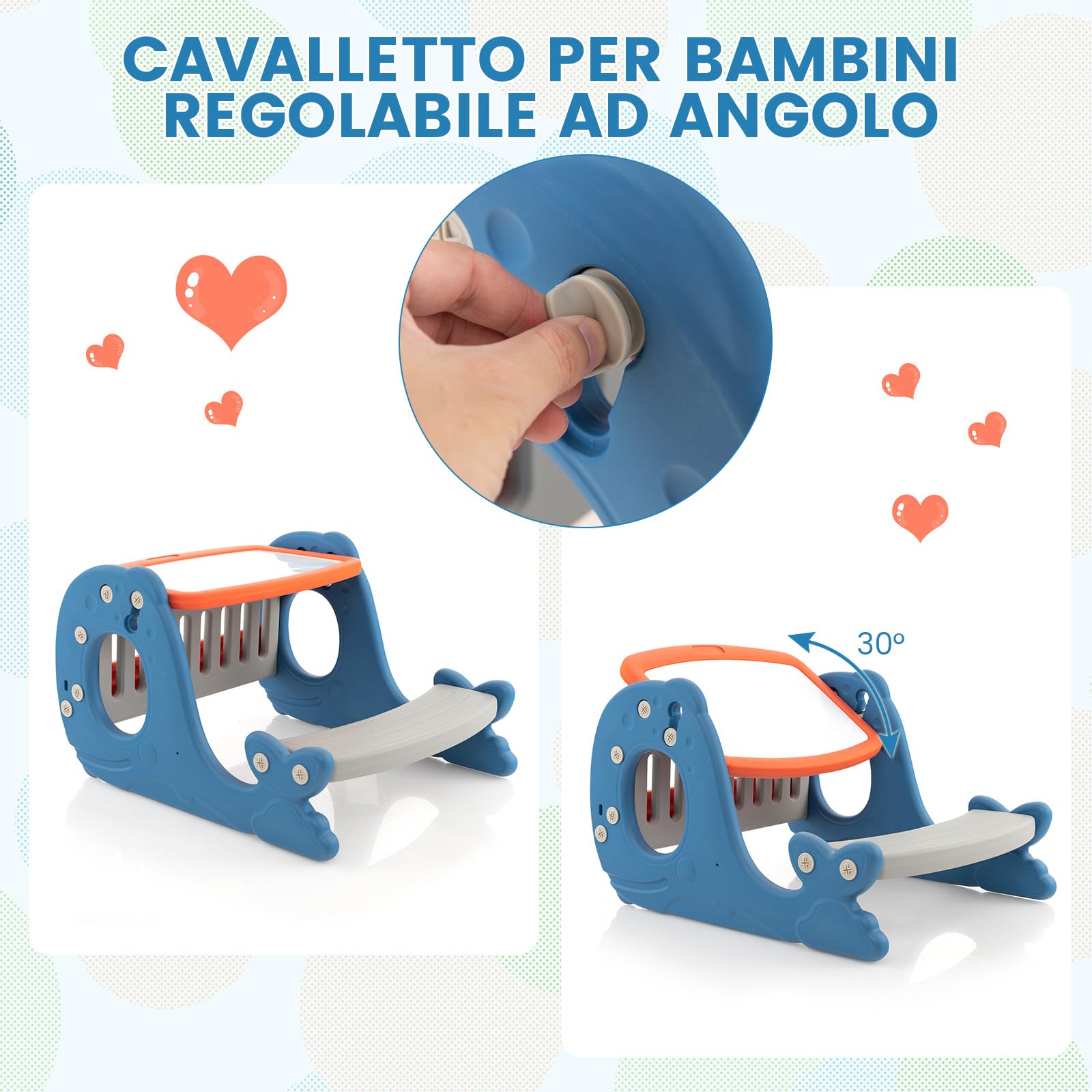 COSTWAY Set Tavolo Attività Convertibile Multifunzionale per Bambini, Blu