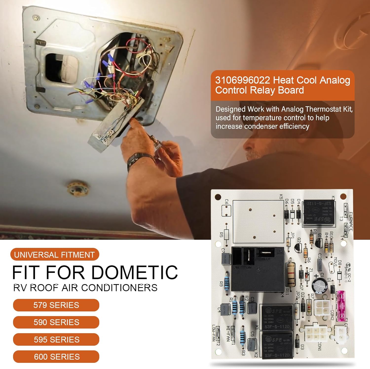 3106996022 RV A/C Heat & Cool Relay Analog Control Board Kit For Dometic Duo Therm Air Conditioner 579 590 595 600