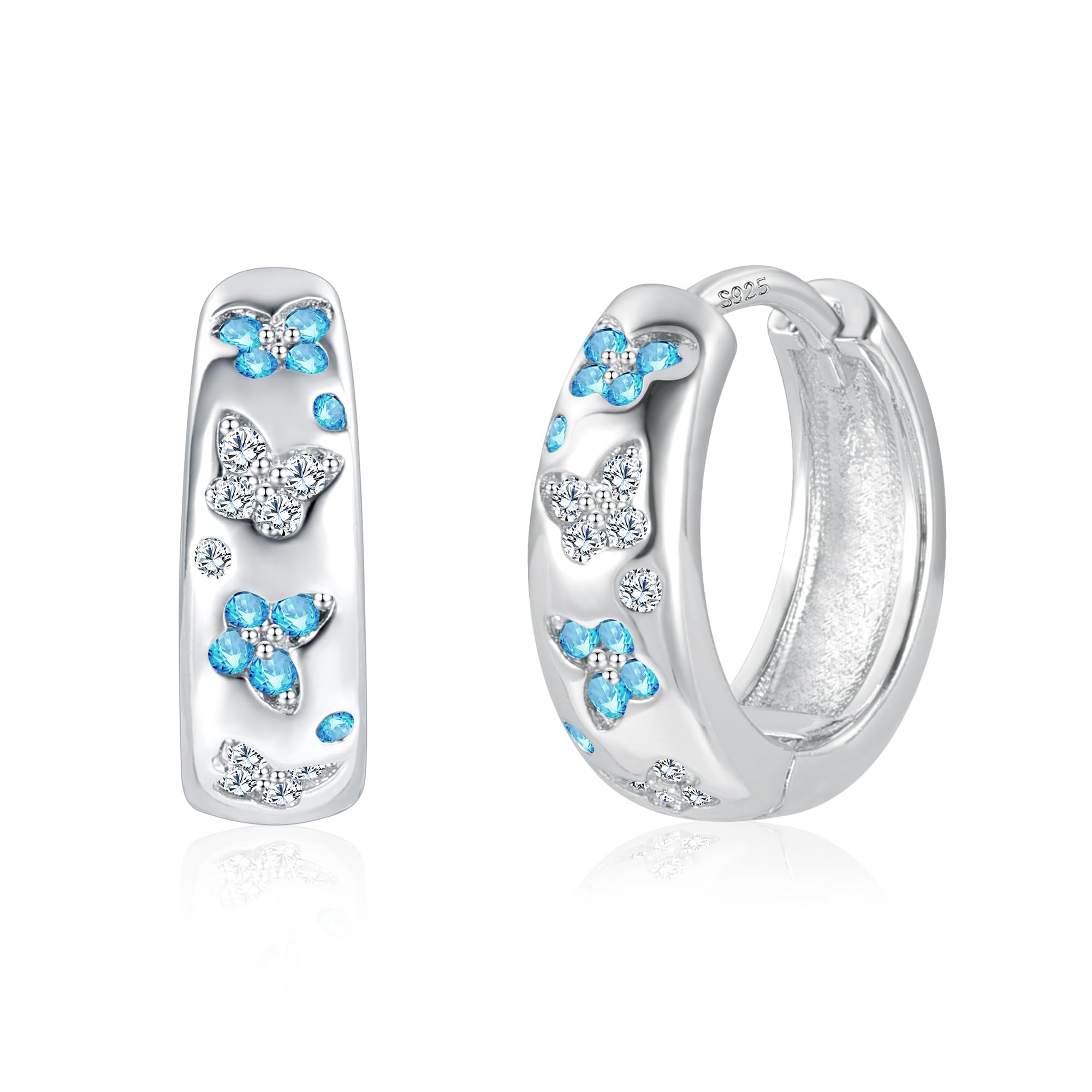 ASH'S CHOICE Hoop Earrings for Women, 925 Sterling Silver Hoop Earring mit AAA+ Zircon Diamond Rhinestones Earrings, Small Cartilage Huggies Hoop Earring Shiny Cute Twist Oval Hoop Earrings for Women