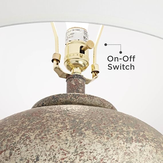 360 Lighting Eloy 29 Tall Table Lamp Brown Rustic Southwest Jar Farmhouse | Terracota Desert Southwestern Living Room Bedroom Bedside Nightstand House Office Home Off-White Shade end