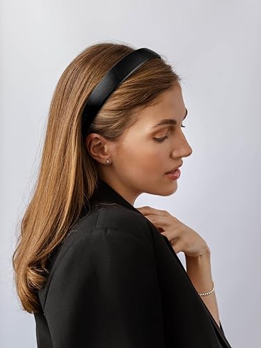 Miniatura 5 de Diademas blancas para mujer, diadema blanca de piel sintética para mujeres y niñas, banda de plástico duro para cabeza de colores sólidos, bandas