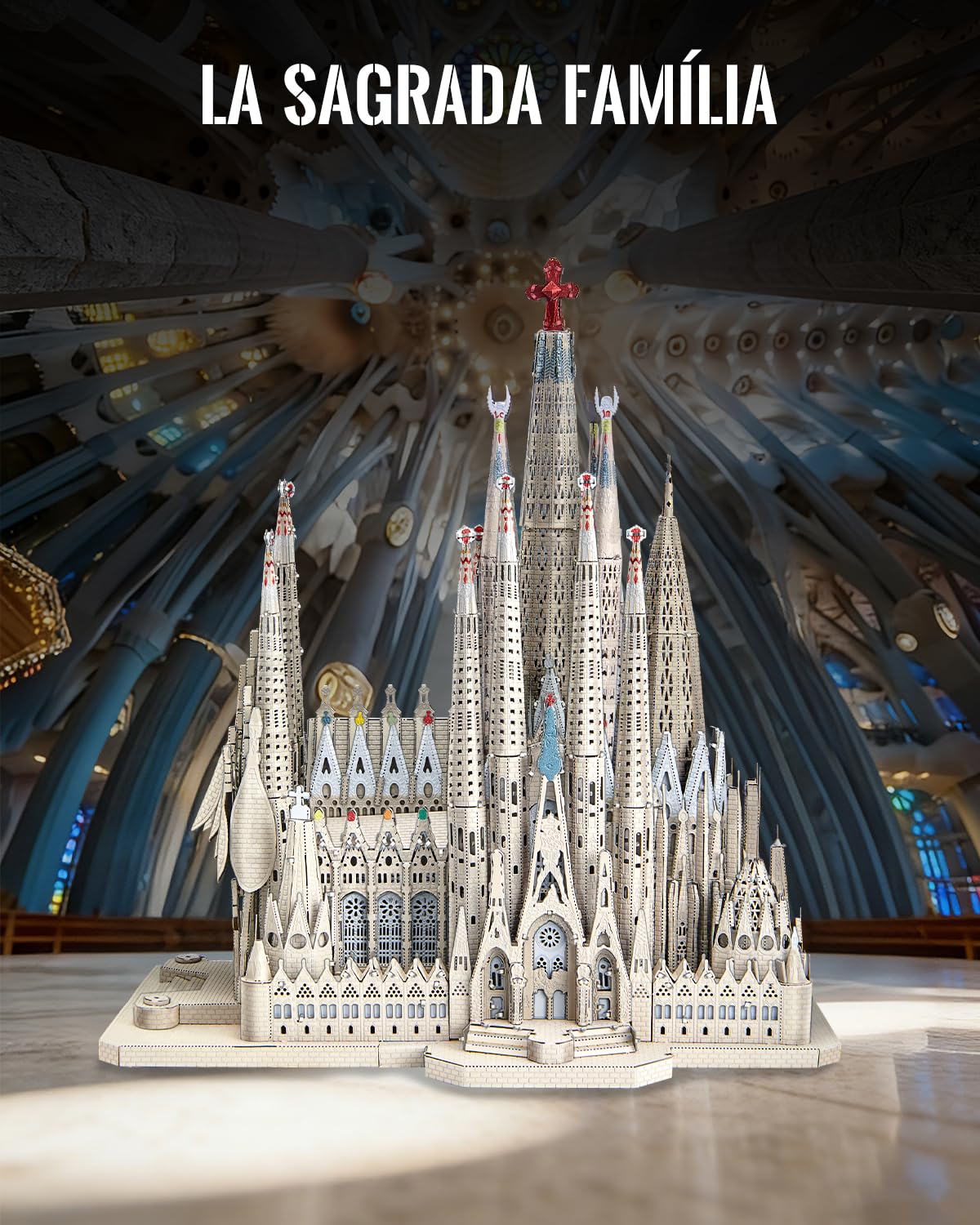 Piececool Puzzle 3D in metallo per adulti La Sagrada Família Cathedral Kit modello in metallo, kit di costruzione di architettura della cattedrale, rompicapo puzzle 3D fai da te, decorazione per la