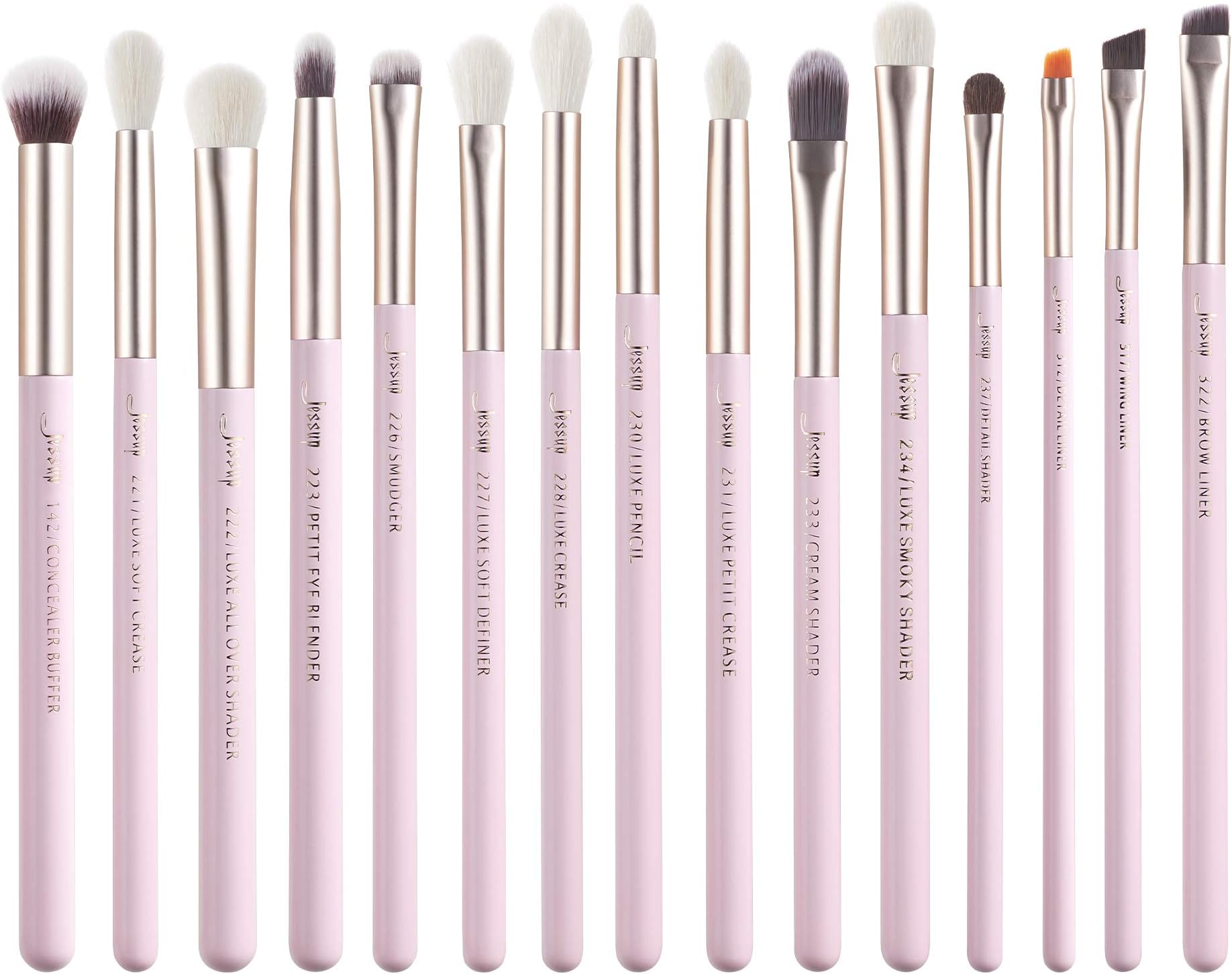 Jessup Eye Brushes 15Pcs Professional Makeup Brushes Make up Brush Set Cosmetics Tools Eye Liner Shader Wood Handle Natural-synthetic Hair,T294