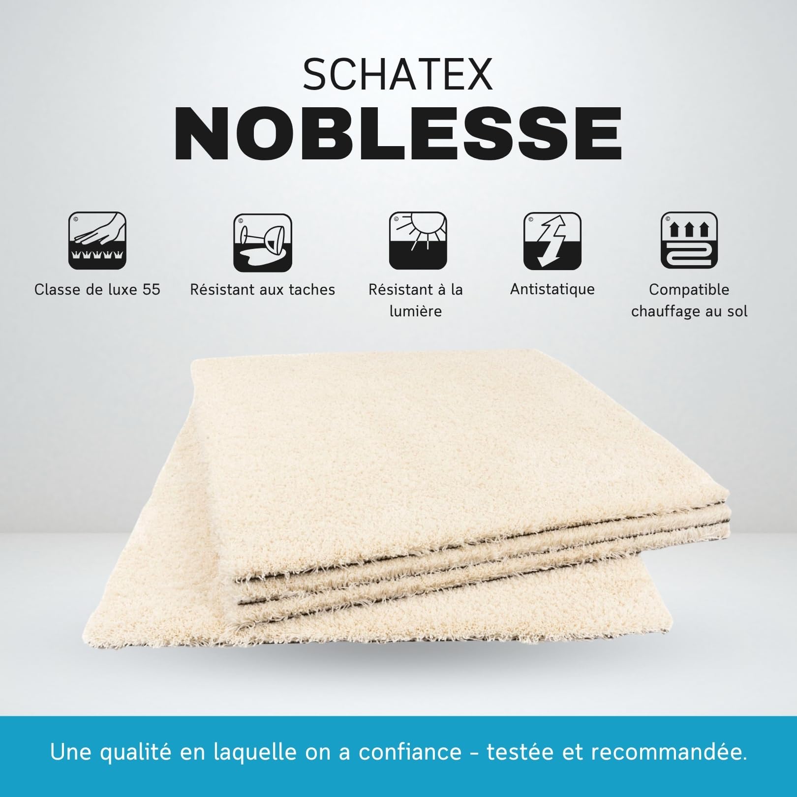 Dalles de moquette plombante (Blanc, 1 m²)