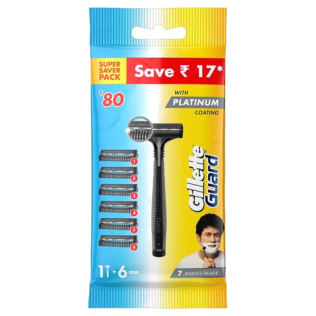 Gillette Guard Manual Shaving Razor Blades - 6 Cartridges 1 Razor