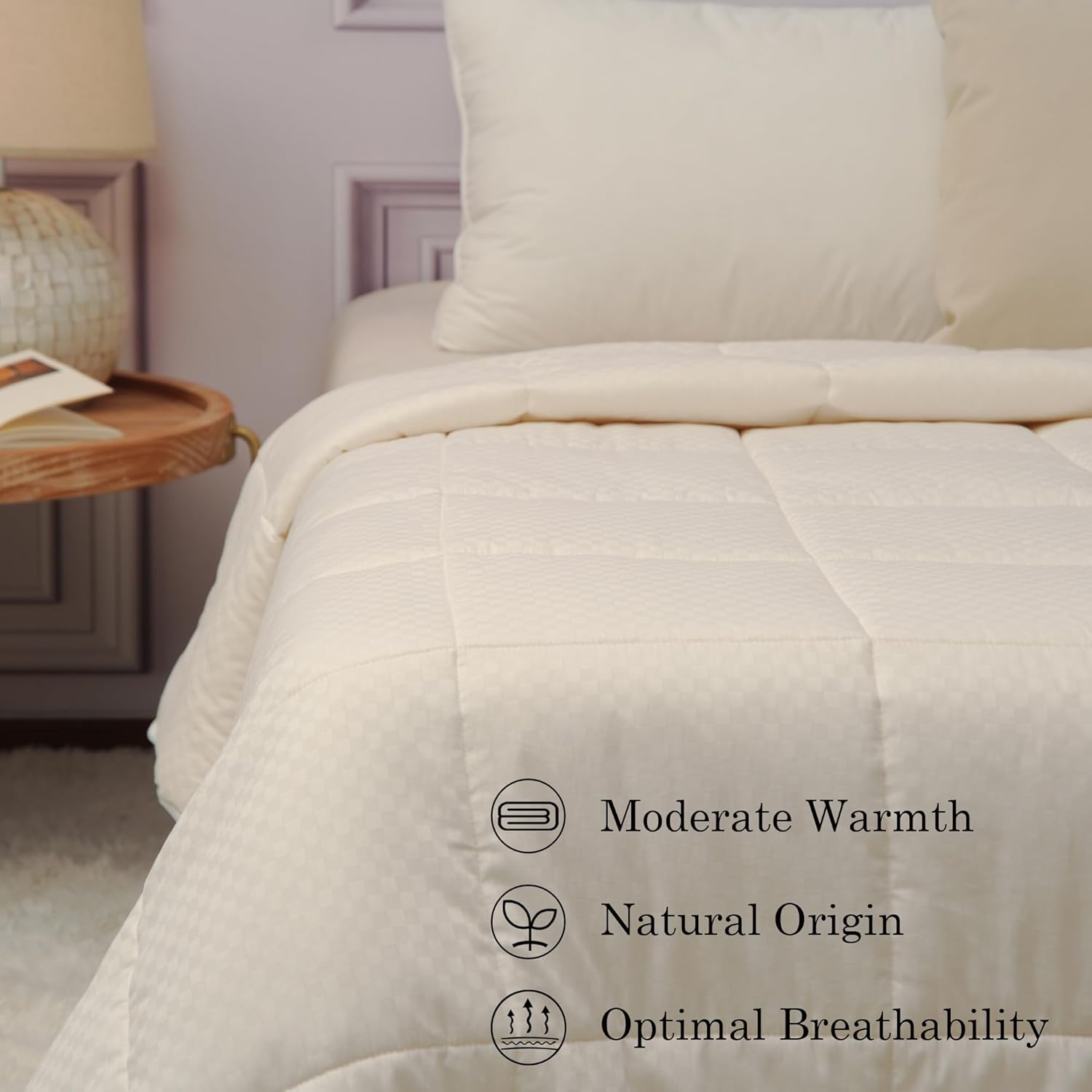 CUDDLE DREAMS Wool Comforter Duvet Insert, 100% Australian Wool Filling with Soft Noiseless Cotton Shell, Natural Warmth (Midweight for All Season, Queen) - Image 2