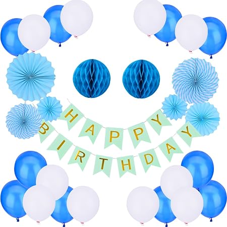 Amazon Smartlegend インスタ映え 飾り付け デコレーション 誕生日会 パーティーに 記念撮影 結婚式 2次会 背景 誕生日 おしゃれ 海外 セット ブルー 飾り付け Happy Birthday ブルー系 男の子 風船 バルーン おもちゃ