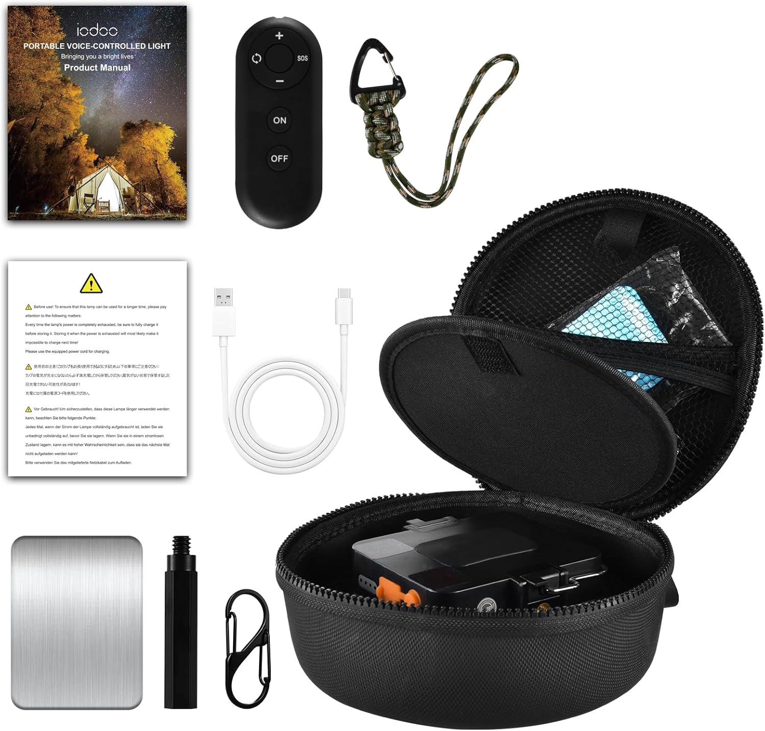 16500mAh 4000LM Rechargeable Camping Light , White/Warm/Nature/RED Hanging Camping Lantern Waterproof Tent Lights with Portable Bag Voice Control(Offline),Christmas Gift for Parents Friends (60W)