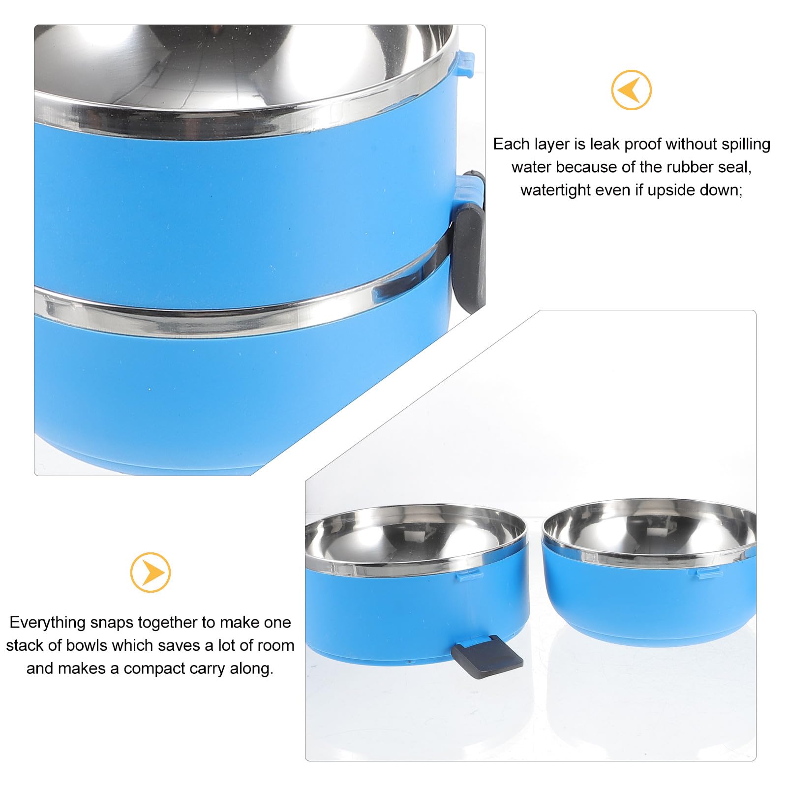 Toyvian Gamelle pour Chien en Acier Inoxydable Double Compartiment Anti-déversement 1400 ML Bleu pour Voyage Camping Plein Air Utilisateurs Animaux de Compagnie