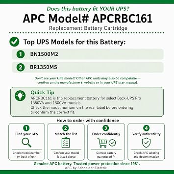 APC Genuine UPS Replacement Battery APCRBC161 for Models BR1350MS. BN1500M2
