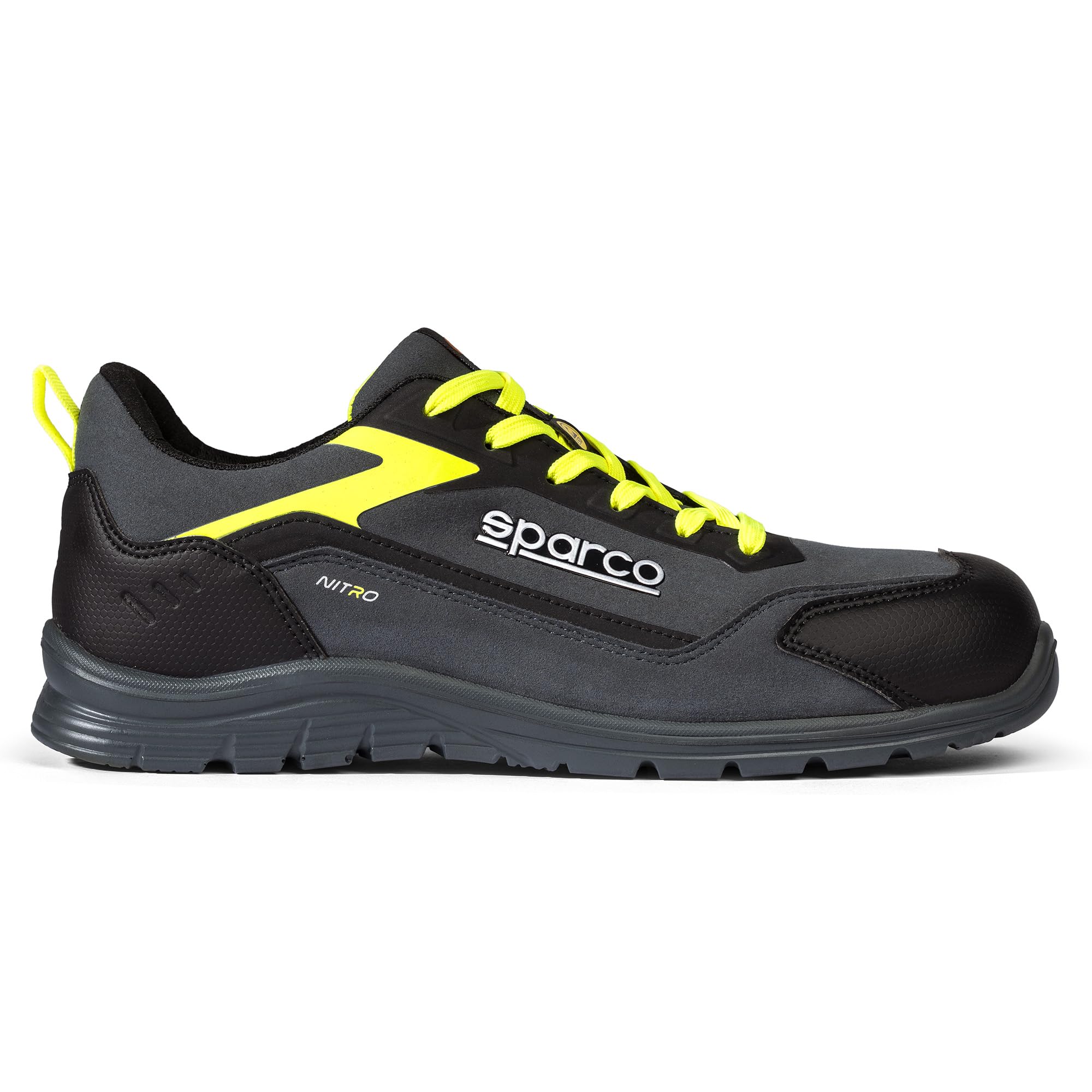 Sparco - Nitro ESD S3L SR FO - Zapatos de Seguridad para Correr Unisex - Calzado de Trabajo Impermeables - Puntera compuesta - Suela Antideslizante - Transpirables, Nero Arancione Fluo, 48 EU