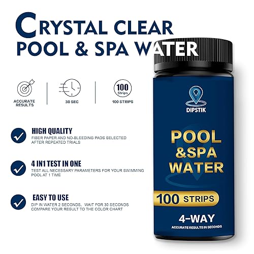 Miniatura 5 de Tiras reactivas para piscina, 100 tiras para piscina y jacuzzi, tiras de prueba para piscina para alcalinidad total, pH, cloro libre (bromo), ácido