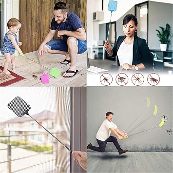 Fly Swatter,3 Pack Extendable Swat,Strong Fly Swat with Stainless Steel Telescopic Handle Fly Killers,Fly Squatter for Indoor Outdoor Black Flies Mosquito Wasp Bug Insect Spider Catcher Fly Bat