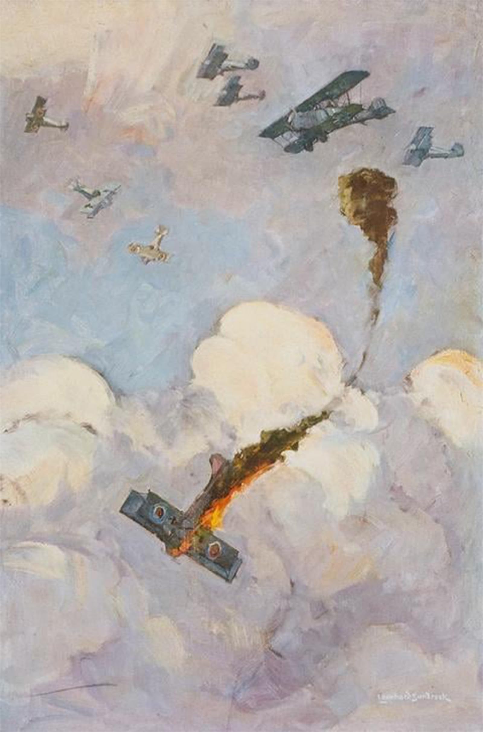 POSTERIIk Vintage Print Pop Art Landscape Artwork Dogfight by Leonhard Sandrock Art Prints for Office Home Decor 60x90cm