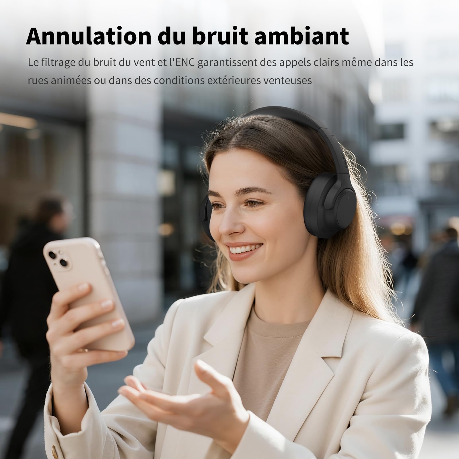 Srhythm Casque sans Fil Hybride antibruit NiceComfort 15 (2e génération), Bluetooth 6.0, Faible Latence, Audio Spatial, ENC, 120H