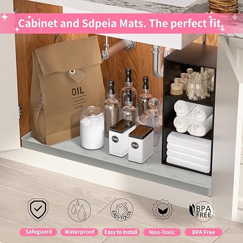 Miniatura 3 de Organizador de cocina y almacenamiento, tapete para debajo del fregadero, organizador para debajo del fregadero, forro de estante de baño, 28 x 19