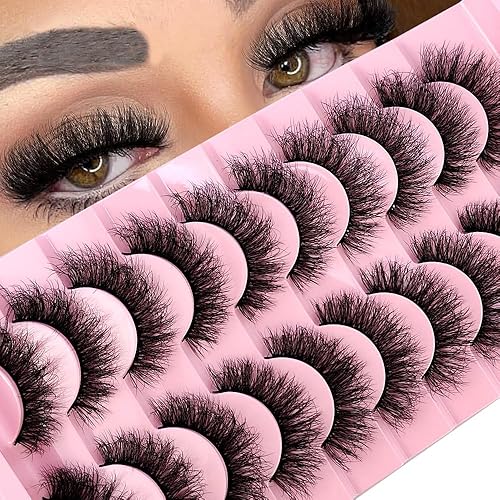 Miniatura 2 de HBZGTLAD 10 pares de pestañas postizas de visón 3D, hechas a mano, pestañas largas finas, esponjosas, herramientas de maquillaje de ojos naturales